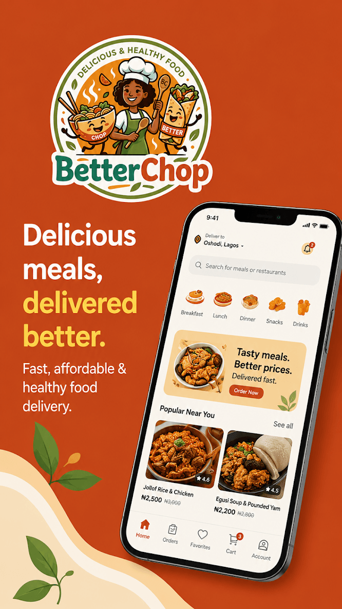 BetterChop app home screen with popular meals near you