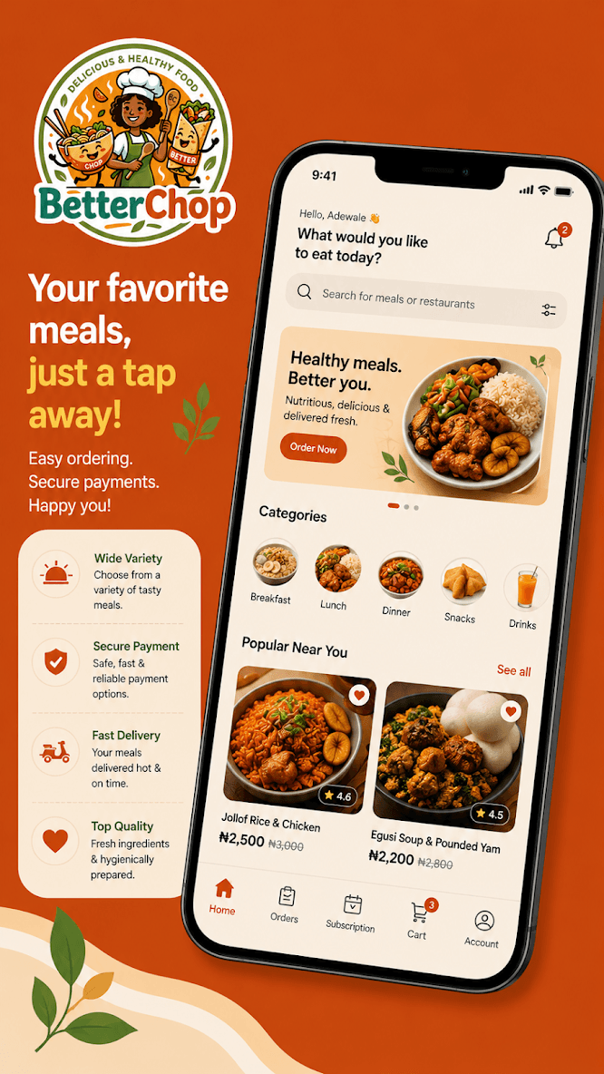 BetterChop app categories and popular dishes