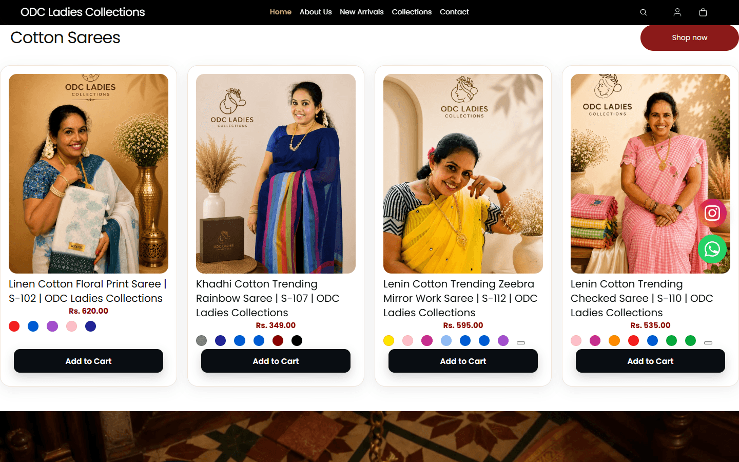 Live ODC Ladies Collections cotton sarees collection capture