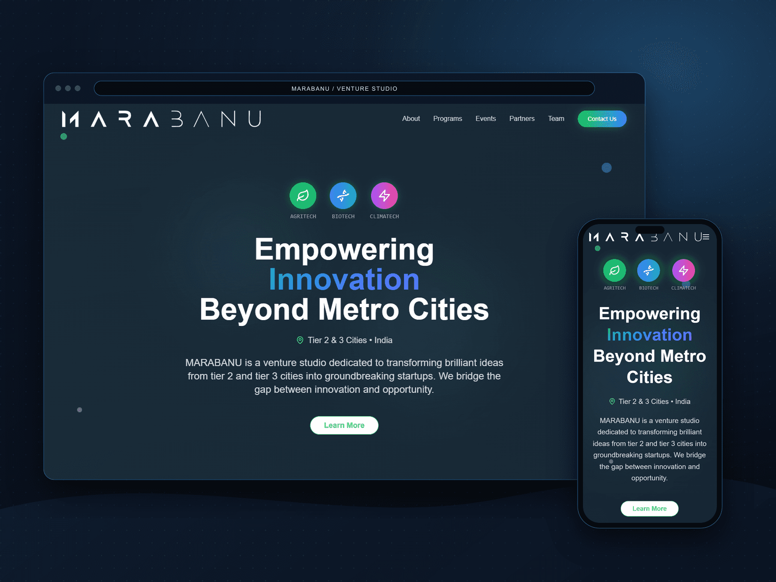 An earlier Marabanu design in a browser mockup