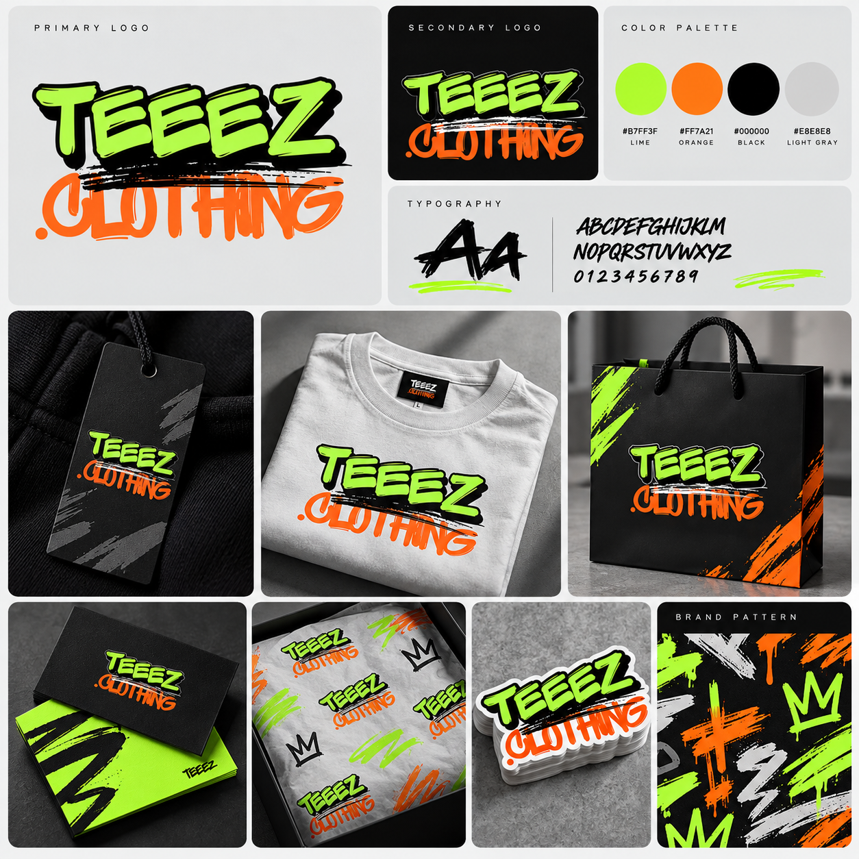 TEEEZ clothing streetwear brand identity and lookbook showcase
